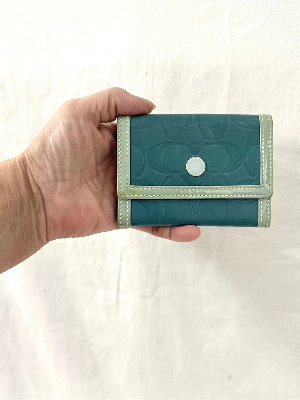 Coach Embossed C Leather Flap Card Case